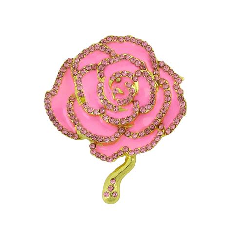 Pink Tea Rose Alpha Kappa Alpha Inspired Sparkling Crystal Brooch