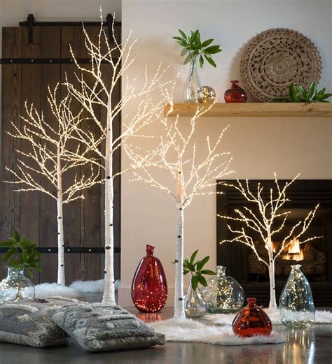 Create An Elegant Holiday Look With Our Lighted Birch Tree Accents