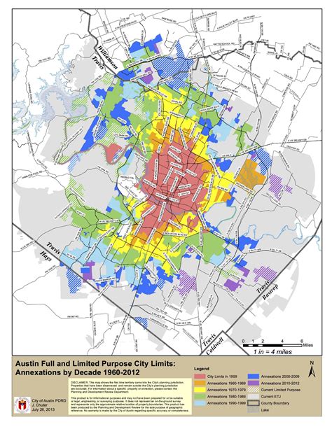 Austin Annexations By Decade Map Raustin