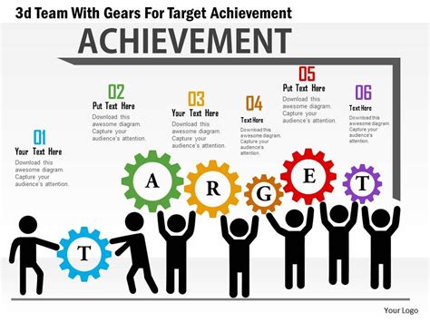 Ab 3d Team With Gears For Target Achievement Powerpoint
