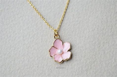 Cherry Blossom Necklace Sakura Necklace Pink Flower Wedding Etsy