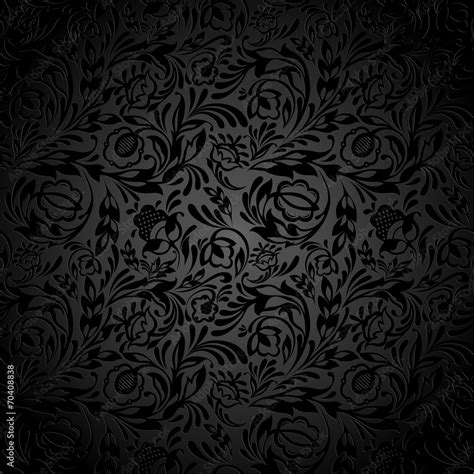 Black Floral Wallpaper Pattern Wall Mural Wallpaper