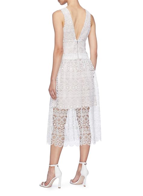 SELF-PORTRAIT Cutout Guipure Lace White Dress - We Select Dresses