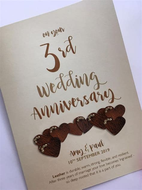 Leather 3rd Anniversary Card Sarah Louise Designs