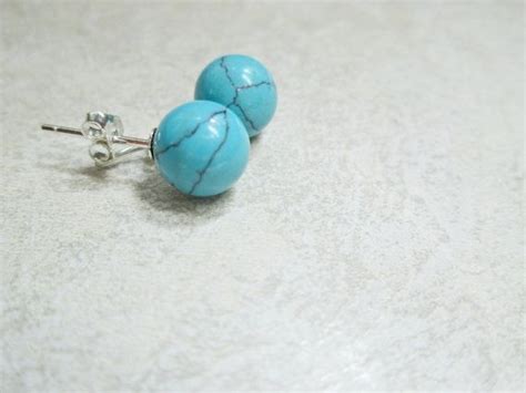 Turquoise Stud Earrings Sterling Silver Post By Fiorellajewelry