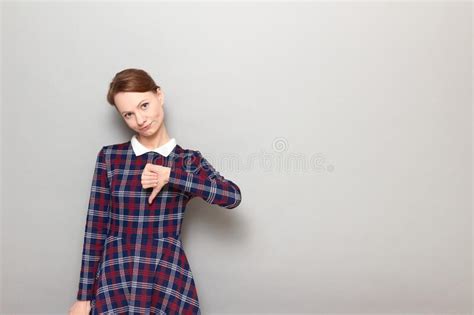 Girl Is Showing Thumb Up And Thumb Down Gestures Stock Image Image Of