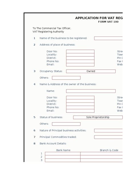 Vat 100 Form Value Added Tax Government Finances