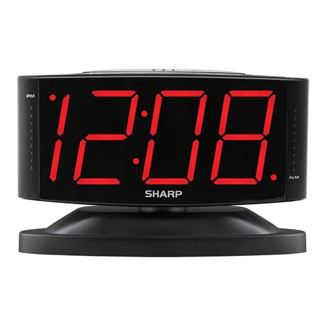 Digital Alarm Clock With Easy To Read Large Numbers Swivel Base Red Led