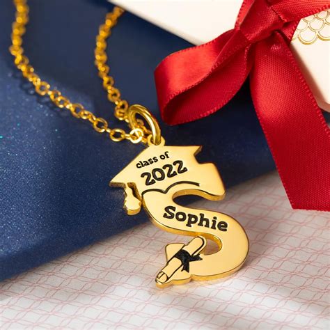 Custom Letter Necklace Initial Necklace Class Of 2022 Graduate Gift