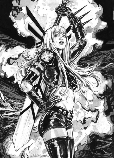 Illyana Magik From The New Mutants Black And White Commission Art By Ryan Kelly Marvel