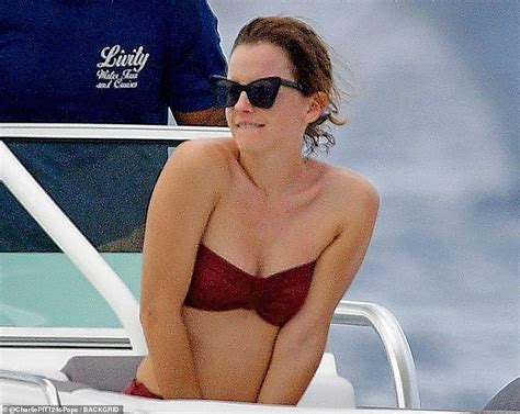 Exc Emma Watson Puts On Busty Display In A Tight Burgundy Bikini