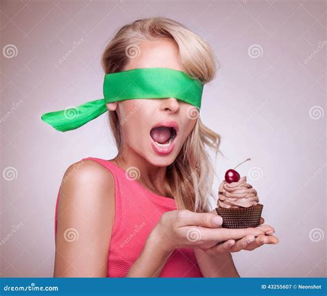 Attractive Blonde Woman Posing With Sweets Stock Image Image Of