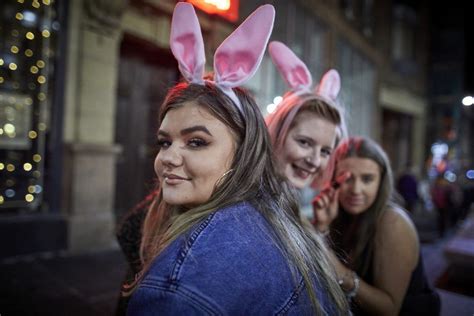 Iconic Newcastle Upon Tyne Nightlife Girls Dressed With Bunny Ears