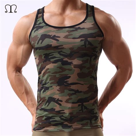 Fitness Men Tank Top Army Camo Camouflage Mens Bodybuilding