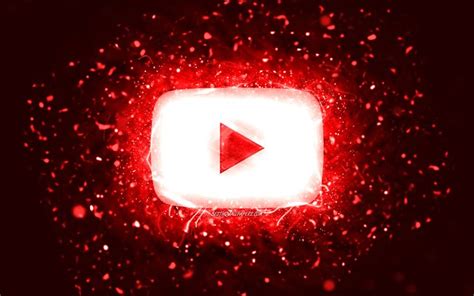 Download Wallpapers Youtube Red Logo 4k Red Neon Lights Social