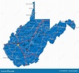 Mapa Político Del Estado De Virginia Occidental Ilustración del Vector ...