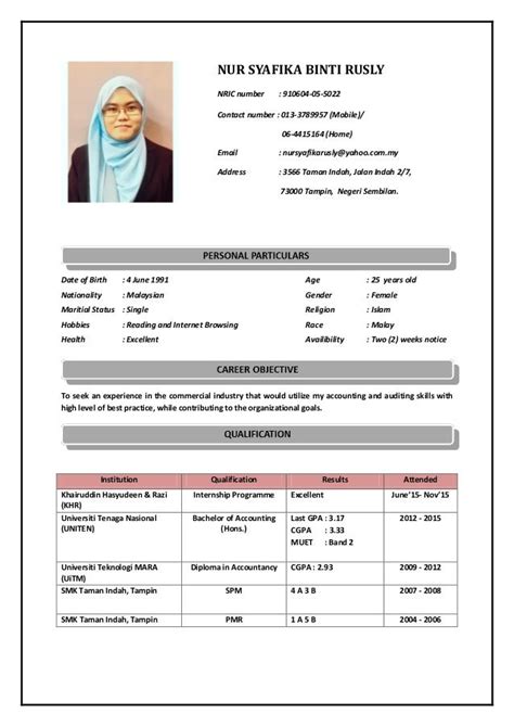 Resume Bahasa Melayu Doc Contoh Resume Cv Terbaik Lengkap Dan Terkini 2017 Download