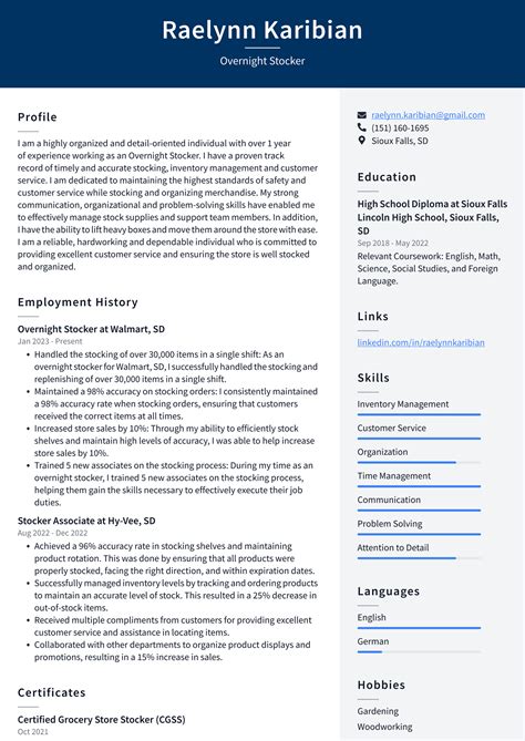 CVS Overnight Stocker Resume Examples | ResumeCat