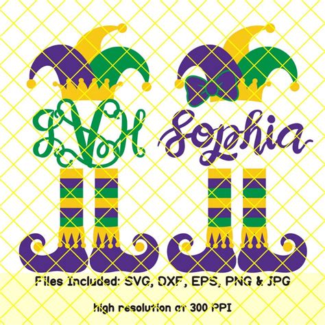 Mardi Gras Svg Mardi Gras Monogram Svg Jester Hat Monogram Svg Etsy