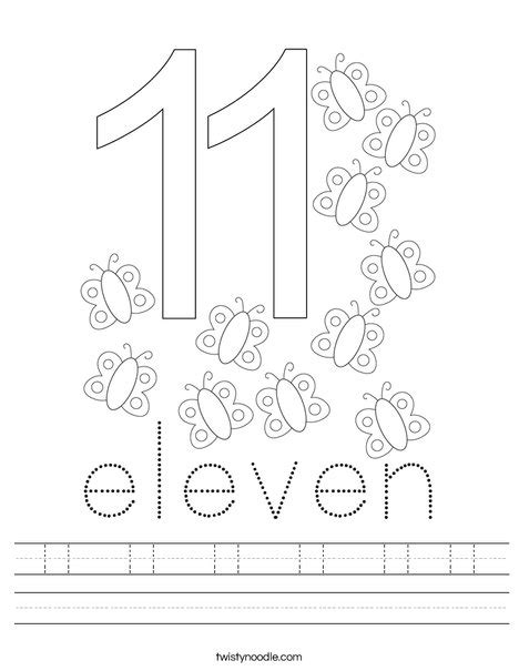 Numbers Read Count Trace Color The Number 11 Preschool Worksheets