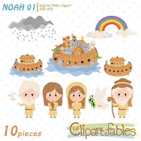 Cute Noahs Ark Clipart Bible Theme Two By Two Bible Etsy Digital