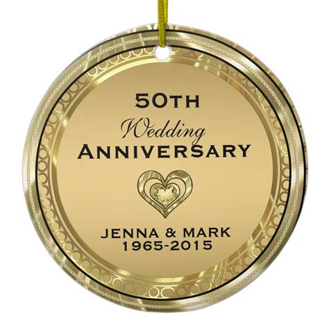 From original newspaper cuttings and crystal clocks to engraved champagne flutes and roman sundials, mark their golden anniversary with a unique personalised gift. 50th Gold Wedding Anniversary Ornament | Zazzle.com | 50th ...