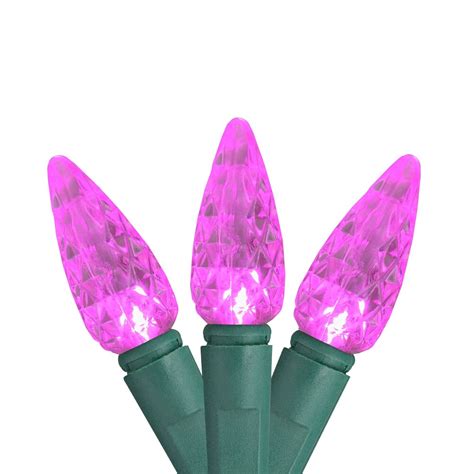 Brite Star 100 Pink Faceted Led C6 Christmas Lights 33 Ft Green Wire