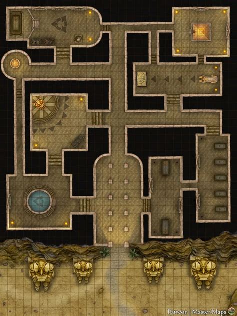 Desert Temple Battlemap X Battlemaps Dungeon Maps Dnd