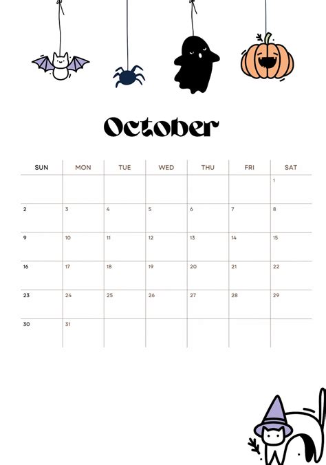 Editable October 2022 Calendar Cute Spooky Halloween 2022 Planner