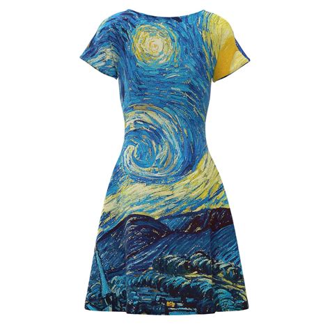 Van Gogh Starry Night Short Sleeve Dress Eightythree Xyz Clothing