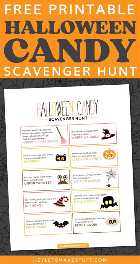 Free Printable Halloween Candy Scavenger Hunt Halloween Printables