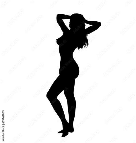 Silhouette Of Naked Woman Black And White Stock Vector Adobe Stock My