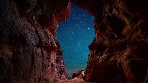 View Of Starry Night Through Beach Cave K Ultra Hd Wallpaper My Xxx Hot Girl