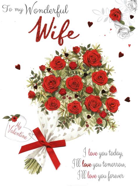 Boxed Beautiful Wife Embellished Valentines Day Greeting Card Cards