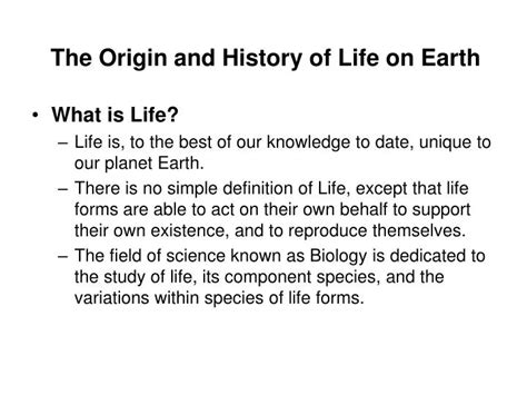 Ppt The Origin And History Of Life On Earth Powerpoint Presentation