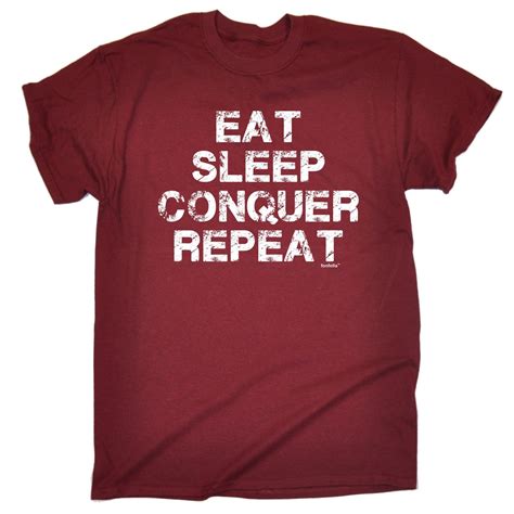 Eat Sleep Conquer Repeat T Shirt Body Building Gym Training Weights Birthday Ebay