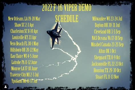 F 16 Viper Demo Team Schedule 2021