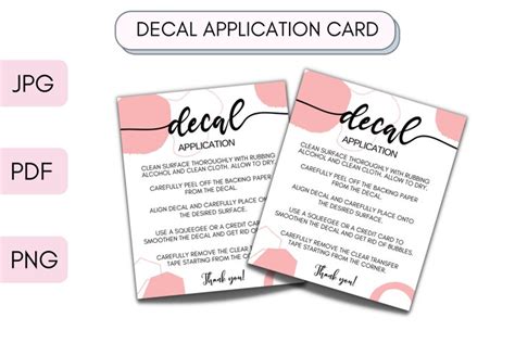 Decal Application Cards Printable Vinyl Decal Instructions