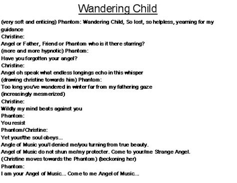 Wandering Child lyrics! one of my most favorite songs from Phantom of