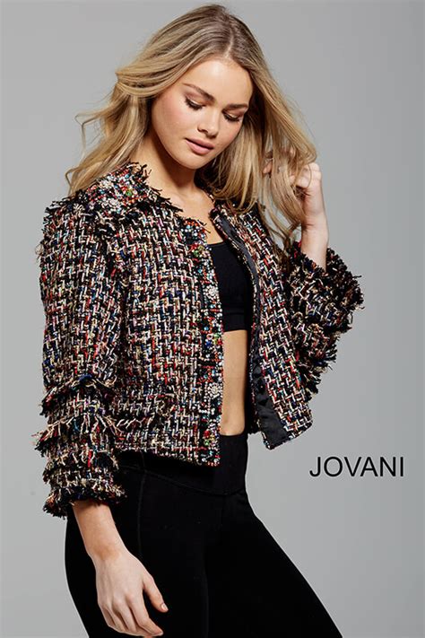 Jovani M61374 Multicolor Knit Three Quarter Sleeve Jacket