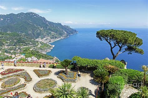 A View Of The Amalfi Coast From The Formal Gardens At Villa Rufo