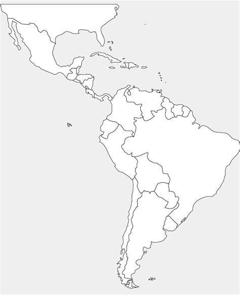 Blank Map Of North And South America Latin America Map North America