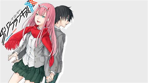 Explore zero two wallpaper on wallpapersafari | find more items about zero two wallpaper, two screens two wallpapers, zero wallpaper. Darling In The FranXX Hiro Zero Two On Side With Gray Background HD Anime Wallpapers | HD ...