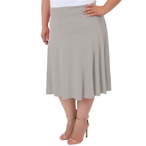 Plus Size Knee Length Flowy Skirt X Large 12 14 Heather Gray