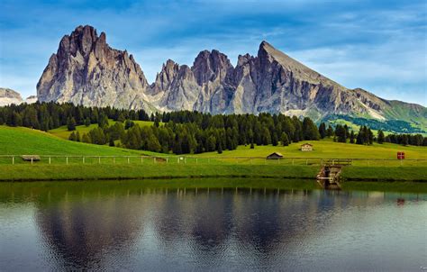 Wallpaper The Sky Trees Mountains Lake Rocks Field Valley Alps