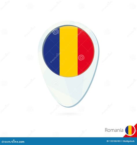 Romania Flag Location Map Pin Icon On White Background Stock Vector