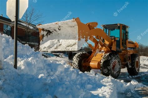 Snow Removal Vehicle Removing Premium Photo