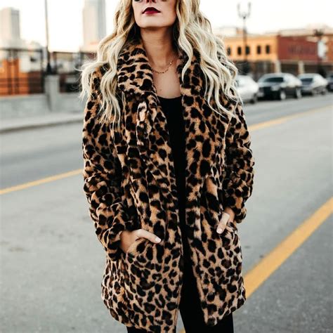 Luxury Faux Fur Coat For Women Autumn Winter Warm Fashion Leopard