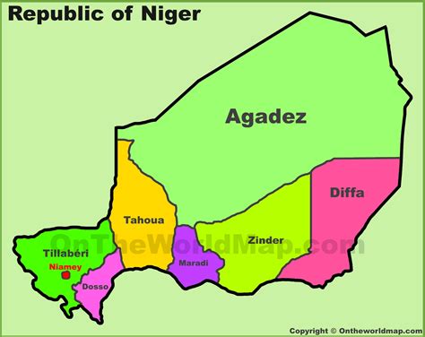 Administrative Divisions Map Of Niger