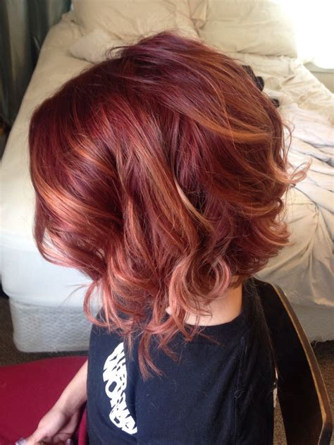 Streaked Short Red Hair With Blonde Highlights - Copper Hair